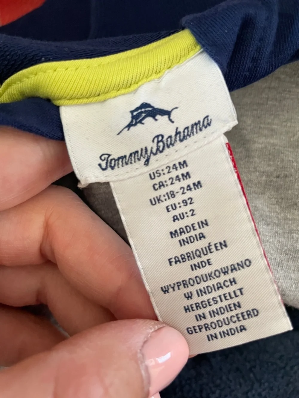 Tommy Bahama 18-24 Months Kids Hoodie Set - Navy, Gray, Lime
